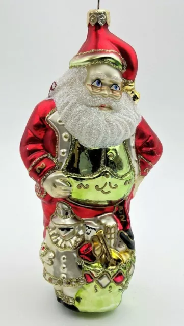 Mercury Glass Hand Blown Santa Claus & Toy Bag Ornament