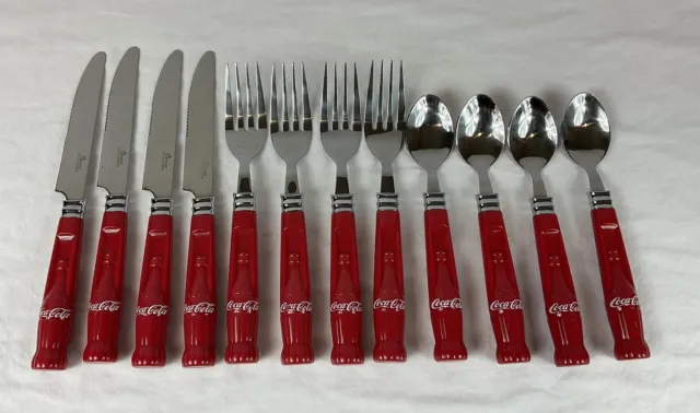 Coca-Cola 12 Piece Flatware Set Coke Bottle Contour Pattern by Gibson 1997