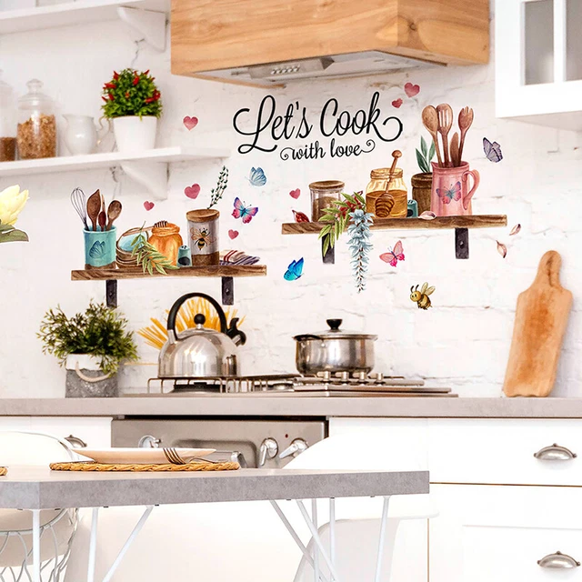 Adesivi da parete decorazione cucina cartoni animati rimovibili decalcomanie da parete pos K^
