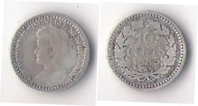 Holanda. Moneda De 10 Cents 1925. Plata. Silver. Argento