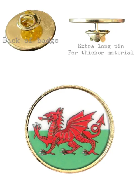Wales Welsh Dragon (B) 26mm Metal Lapel Domed Pin Badge