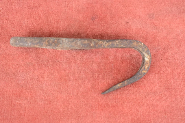 Old antique hook hand forged iron hook 19th century 3