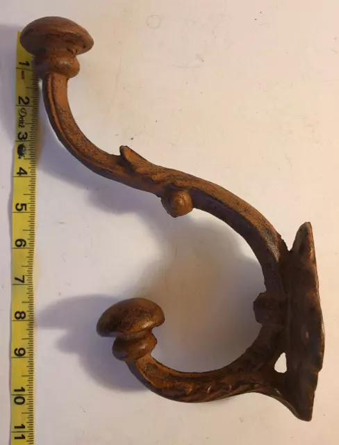 Victorian Decorative Double Wall Hook Cast Iron Coat Hat Scarf Hanger Large