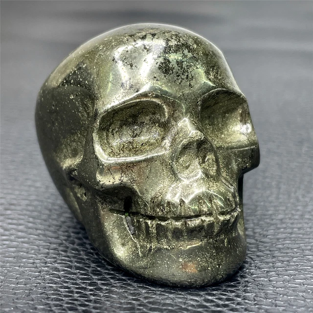 Top! Natural Pyrite Skull Carving Quartz Crystal Hand Carved Skull Reiki Healing
