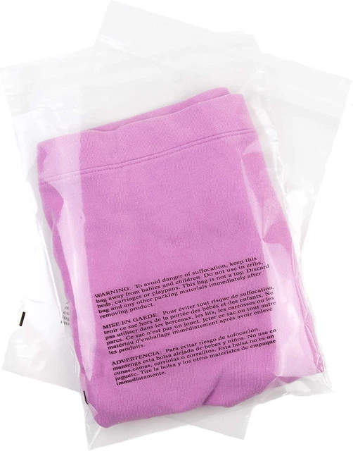 9X12 Poly Bags with Suffocation Warning - Resealable - 200 Pack - Clear Poly Bag