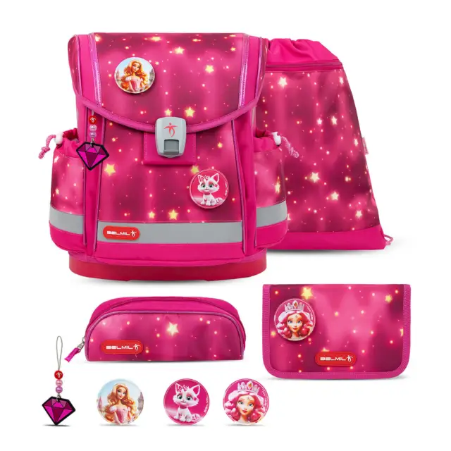 Rucksack Classy Plus ergonomisches Schulranzen-Set 5-teilig Pink Star