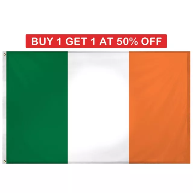 Large Irish Flag Ireland Republic Dublin St Patrick Day Football Rugby Fan 5x3ft