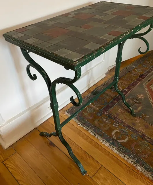 19th Century French Wrought Iron Table With Slate Top 3