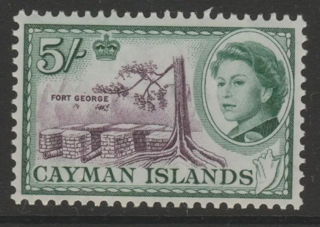 Cayman Is MINT sg178 EII 1962-64 5/- plum & deep green