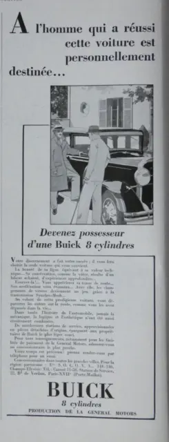 Publicité De Presse 1931 Voiture Buick 8 Cylindres Général Motors