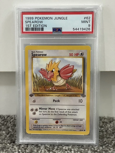 1st edition psa 9 pokemon card. 1999 Jungle Set Spearow #62