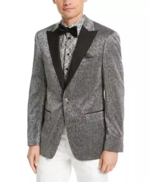 MSRP $295 Tallia Orange Mens Slim-Fit Silver Dinner Jacket Size 40 R/M37.5