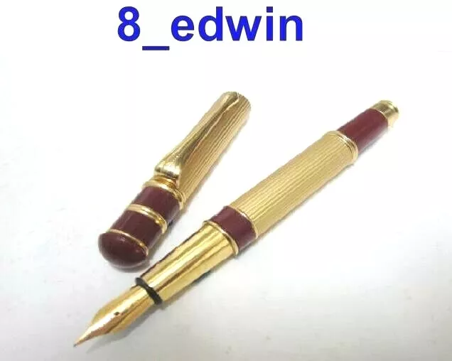 Classical Art Deco Gold and Maroon Fountain Pen WR870