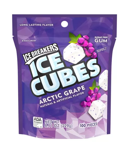 ICE BREAKERS ICE Cubes Arctic Grape Sugar Free Chewing Gum, 8.11 oz ...