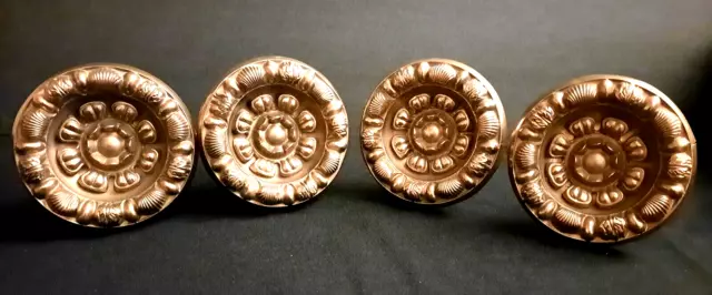 Antique Set Of 4 Brass Hollow Curtain Tie Backs Victorian Era 4 1/4"