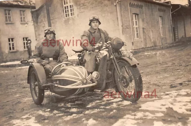 Deutsche Kradmelder mit Motorrad NSU 251 Steb - Beiwagen Polen