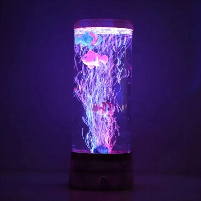 LED Fish Night Light Aquarium Tank Lava Mood Table Lamp For Kids ChildreZ5