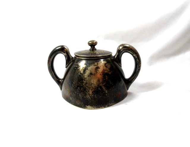 Vintage Silver-plate Northern Pacific Railroad Covered Sugar Bowl.