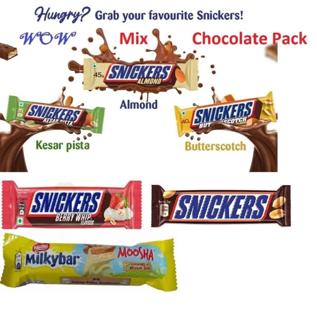 Nuevas barras de chocolate Snickers Buttersctch, kesar pista. Berry wihp,...