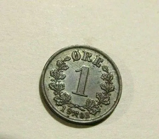 Norway 1902 1 Ore Au Bronze Coin