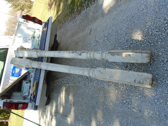 2  Non-Matching Antique Porch Posts Architectural Salvage Restoration 90" & 92" 2