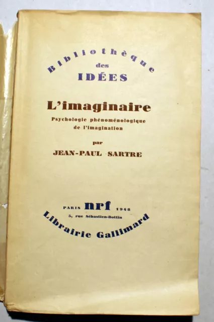 Philosophie/L Imaginaire/Jean Paul Sartre/Nrf/1949/
