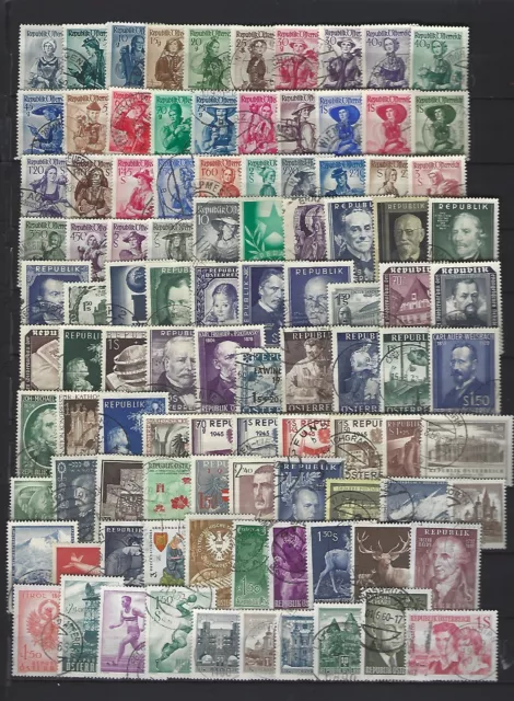 Österreich 280 verschiedene gestempelte Marken und 1 Block aus 1948-1972