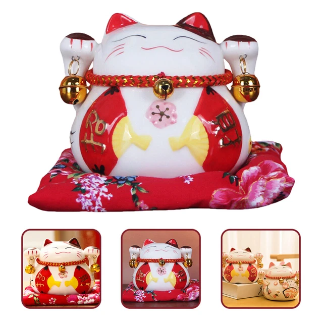 Estatua de cerámica cumpleaños Fortune Maneki Neko banco para ahorrar dinero