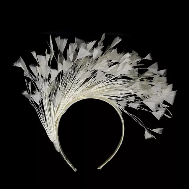 Ivory Feather Fascinator/Crown/Tiara On Satin Headband, Spring Races,Wedding