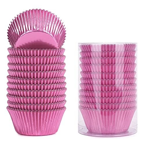 Standard Pink Foil Cupcake Liners Wrappers Baking Cups 200 Count, Pink