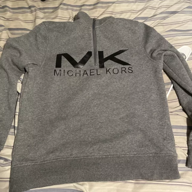 Michael Kors Mens Grey Pullover Sweater With Zipper LARGE