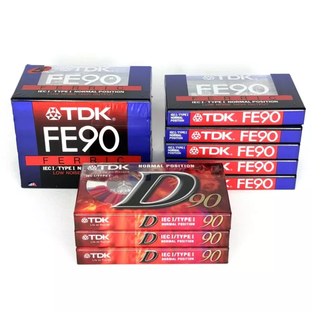 13 x New Sealed TDK Blank Cassette Tapes FE90 D90