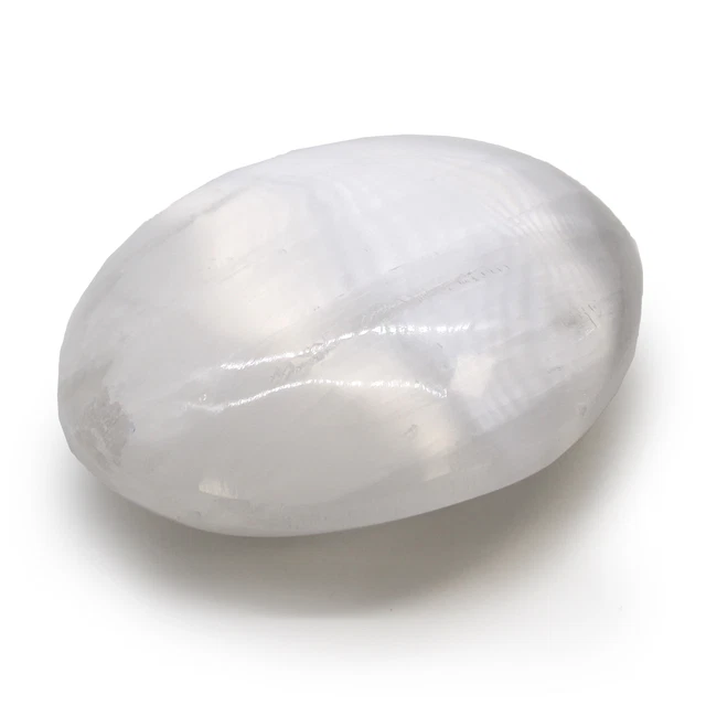 Selenite Palmstone Smooth Stone Angelic Angel Cleansing Crystal Stone