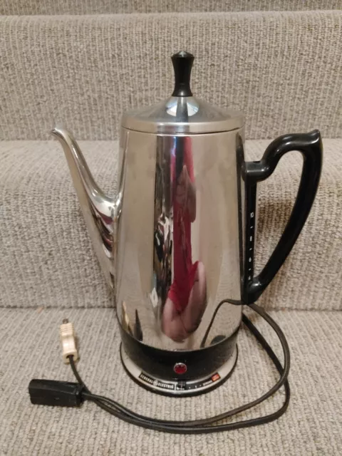 Vintage G.E. Chrome Coffee Percolator 10 Cup Bakelite Tested Complete A1SSP10