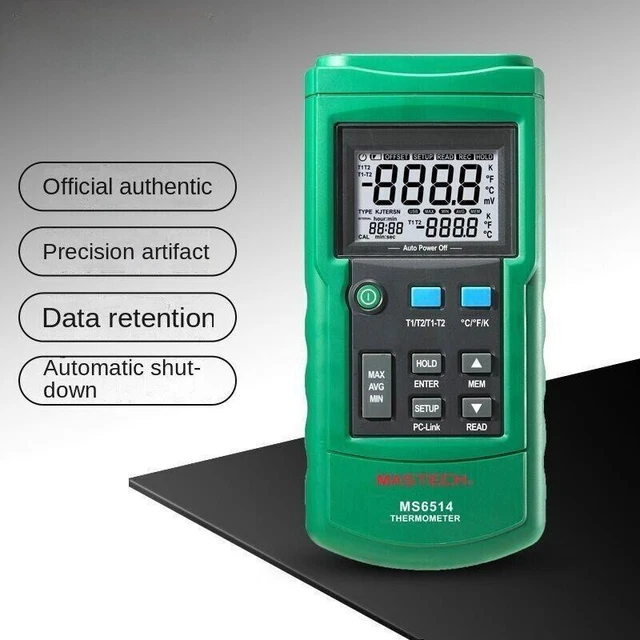 Dual-channel MS6514 digital thermometer 2PCS 5m 30mm K-type thermoelectric cable