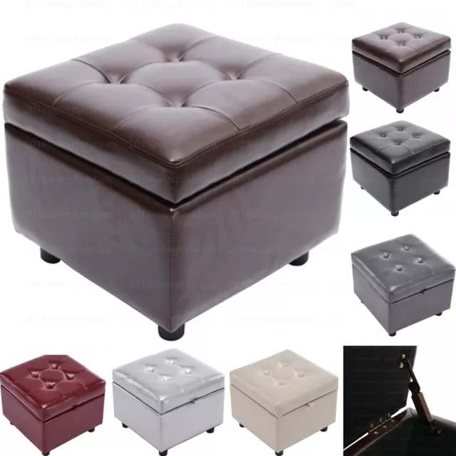 Faux Leather Storage Ottoman Toy Box Chair Seat Stool Footstool Footrest Cube