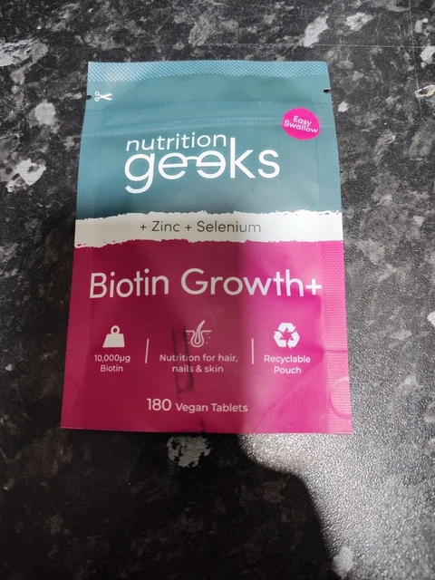 NUTRITION GEEKS BIOTIN Growth+ 180 Vegan Tablets £3.31 - PicClick UK