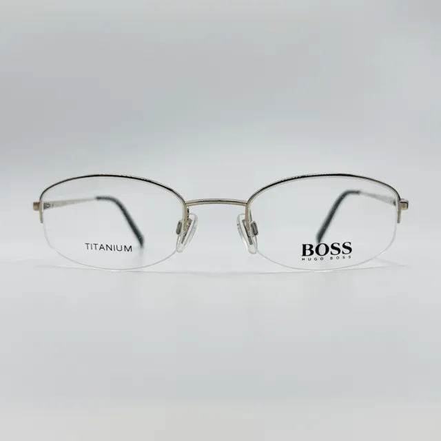 HUGO BOSS Lunettes Hommes Femmes Ovale Argent Titane Mod. HB 11009 Japon Neuf