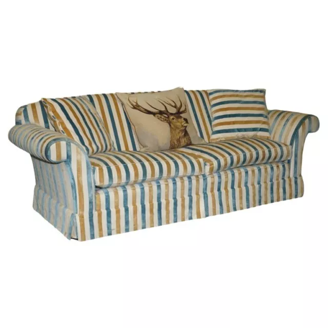 1 Of 2 Stunning Mulberry Home Designer Contemporary Striped Three Seater Sofas