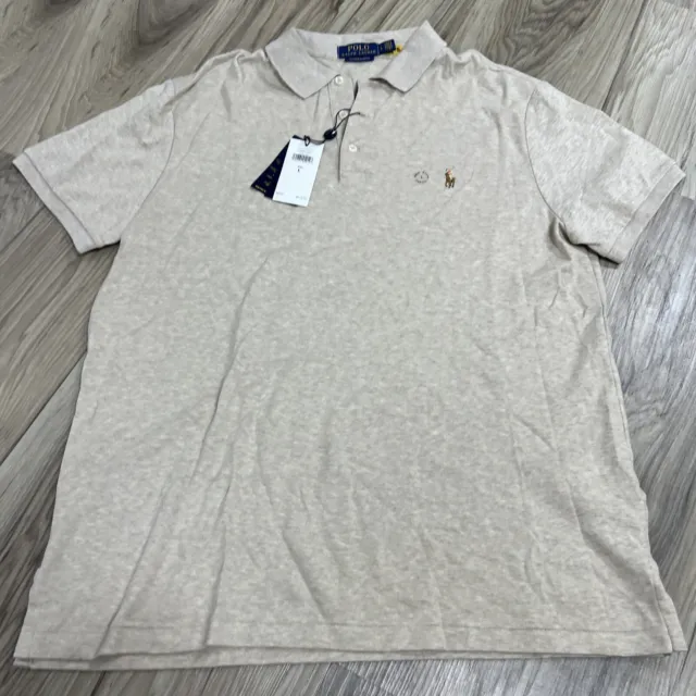 Polo Ralph Lauren Custom Slim Fit Polo Shirt Dune Tan Mens Size Large NWT $110