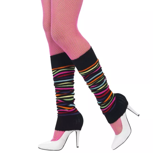 Stupidi per gambe nero-colorati smussati monconi aerobici a righe monconi da ballo anni 80