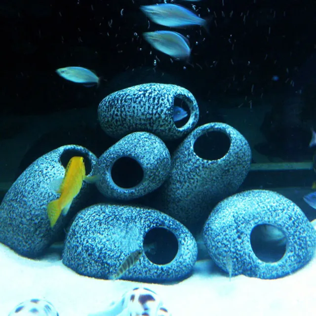 Aquarium Cichlid Stone Shrimp Breeding Rock Cave Fish Tank Pond Ornament Decor