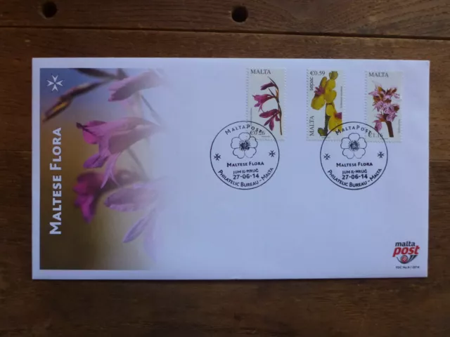 2014 Malta Flora Set 3 Stamps Fdc First Day Cover