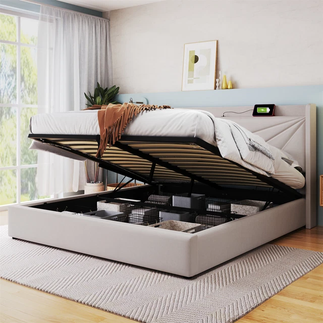 POLSTERBETT DOPPELBETT 160X200 Stauraum Bettkasten mit USB Typ C ...