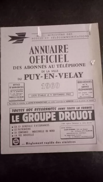 Annuaire téléphonique Puy en Velay haute Loire 1969