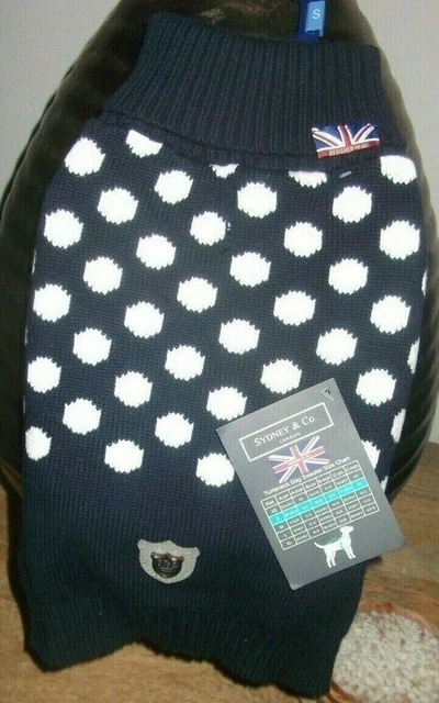Maglione per cani Sydney & co di Hugo & Hudson taglia small blu spot nuovo £26 nuovo