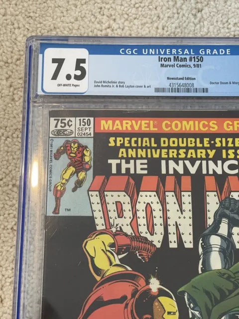 Invincible Iron Man #150 1981 Iconic Cover by John Romita Jr. CGC 7.5 Newsstand 2