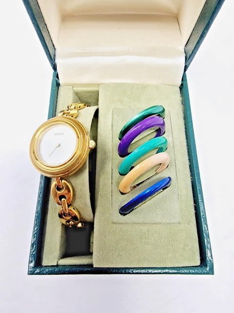 Gucci ladies online watch interchangeable bezel