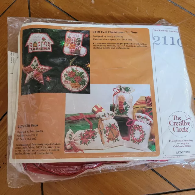 Sealed Vintage Creative Circle Stitchery Kit 2110 Felt Christmas Cut Outs