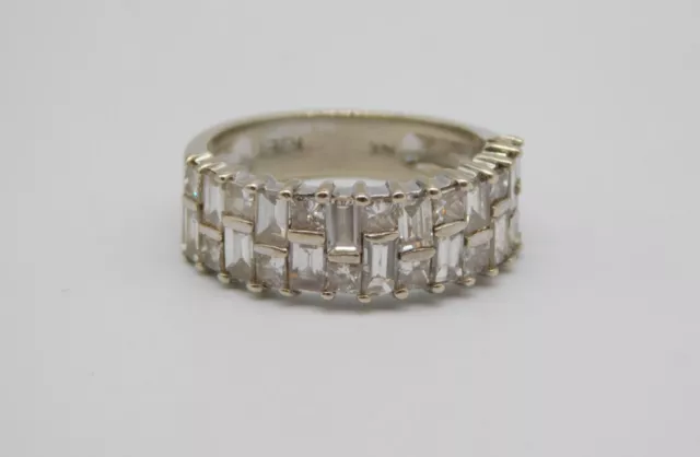 Lovely Vintage Designer Effy 14K Solid White Gold Diamond Stone Ring Size 6.75
